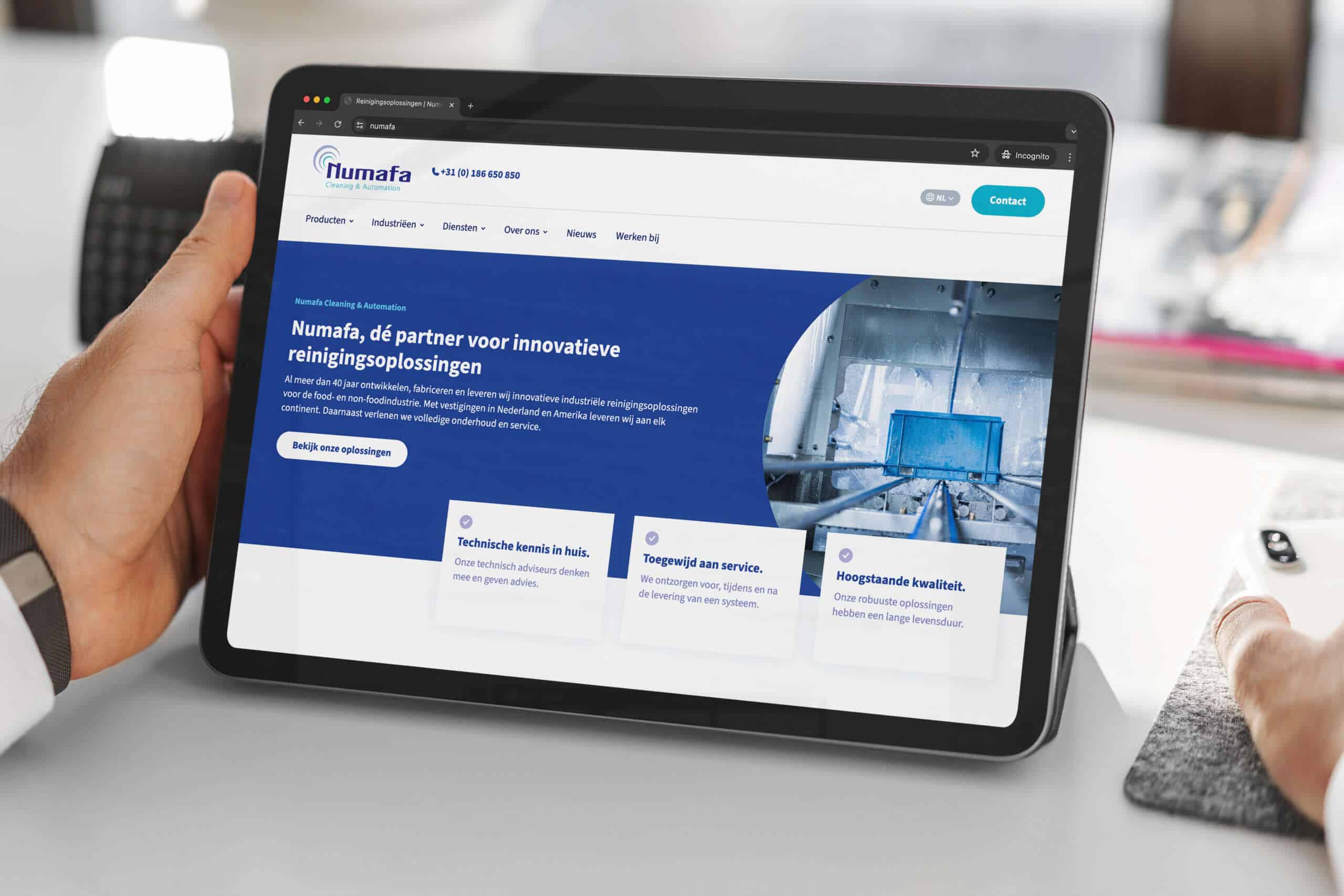 Numafa website op de iPad
