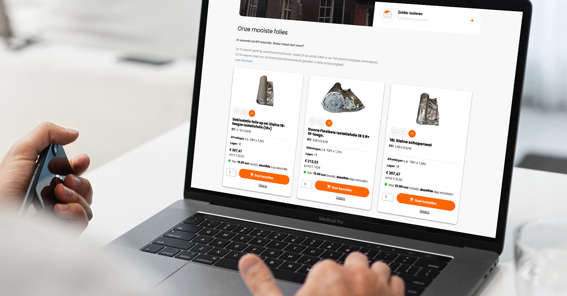 Voorbeeld van de website van Iso discount op een laptop