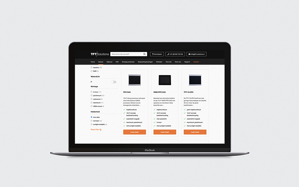 Voorbeeld website TFT Solutions